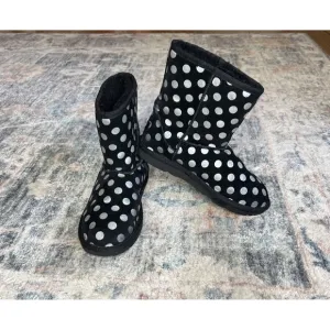 UGG Classic Short Black Metallic Silver Polka Dot Boots 1093813k Womens Kids 4