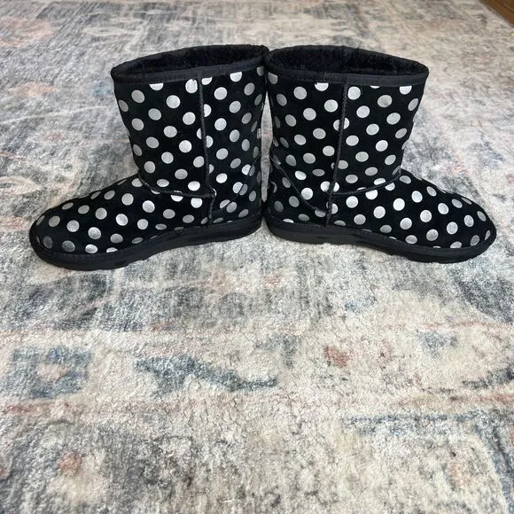 UGG Classic Short Black Metallic Silver Polka Dot Boots 1093813k Womens Kids 4