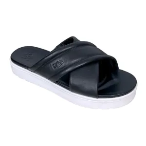 UGG Cross Strap Platform Sandals Slides LeatherBlack Women's Beach Resortwear
