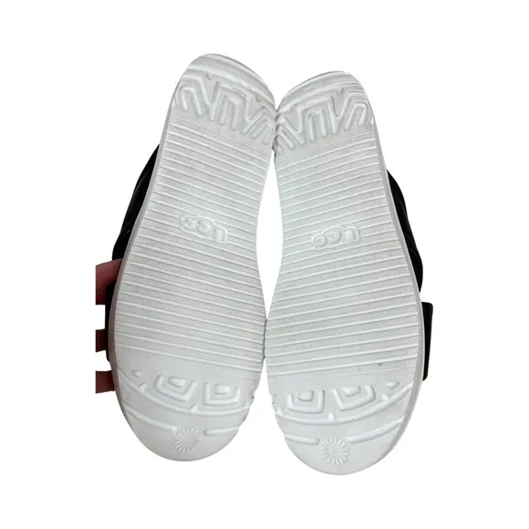UGG Cross Strap Platform Sandals Slides LeatherBlack Women's Beach Resortwear
