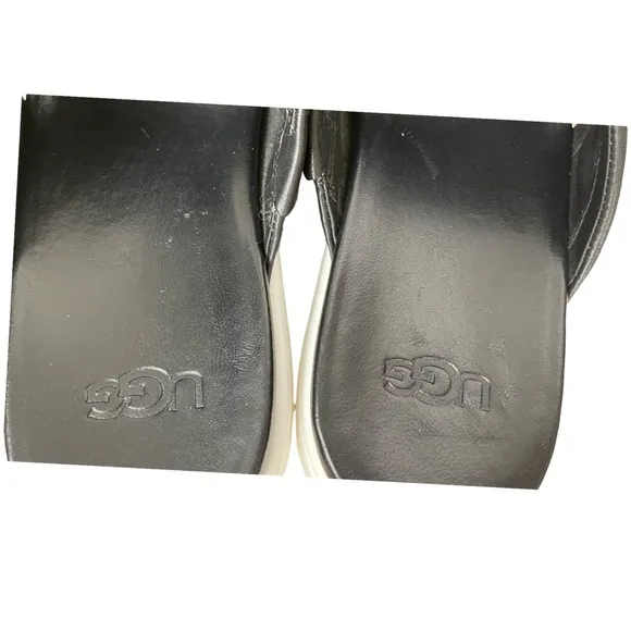 UGG Cross Strap Platform Sandals Slides LeatherBlack Women's Beach Resortwear