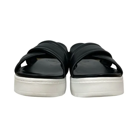 UGG Cross Strap Platform Sandals Slides LeatherBlack Women's Beach Resortwear