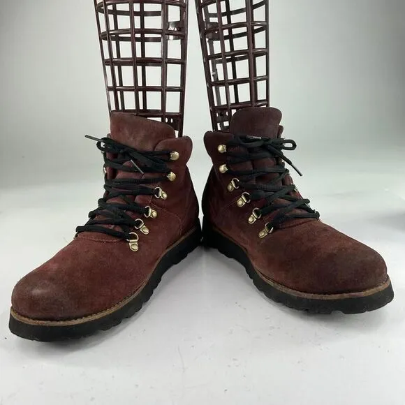 UGG Hafstein Men's WTPF Burgundy Suede Boots US 9 Lace-Up Winter Outdoor Boot