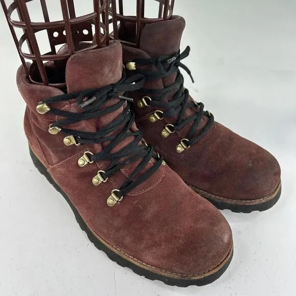 UGG Hafstein Men's WTPF Burgundy Suede Boots US 9 Lace-Up Winter Outdoor Boot