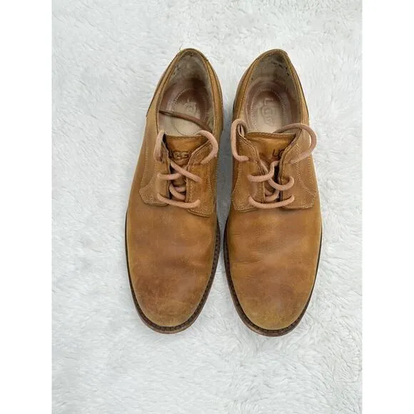 UGG Hunnington Men's Chestnut Brown Leather Oxford Shoes Size 8.5