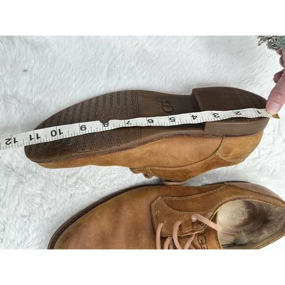 UGG Hunnington Men's Chestnut Brown Leather Oxford Shoes Size 8.5