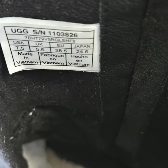Ugg Potero Black Leather Wedge Women's Boots Size 7.5 EUC
