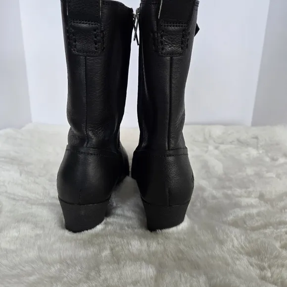 Ugg Potero Black Leather Wedge Women's Boots Size 7.5 EUC