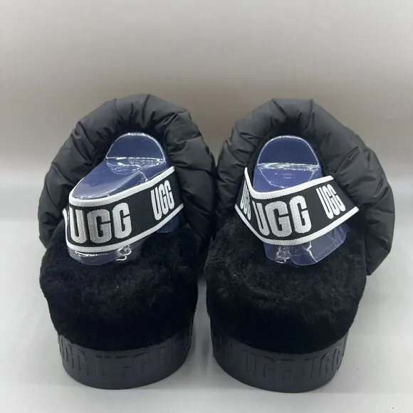 UGG Scrunchita Platform Slides Women’s 10 Black Lamb Fur Back Strap Comfort NEW