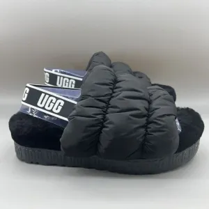 UGG Scrunchita Platform Slides Women’s 10 Black Lamb Fur Back Strap Comfort NEW