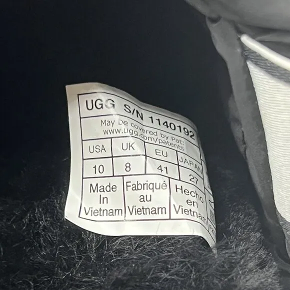 UGG Scrunchita Platform Slides Women’s 10 Black Lamb Fur Back Strap Comfort NEW