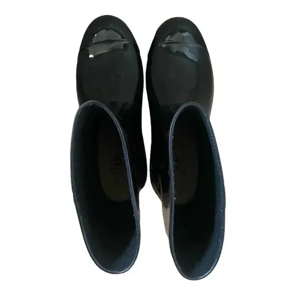 UGG Sienna Womens Waterproof Rain Boots Black Size US 10 Shiny Rubber Outdoor