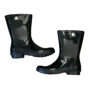 UGG Sienna Womens Waterproof Rain Boots Black Size US 10 Shiny Rubber Outdoor