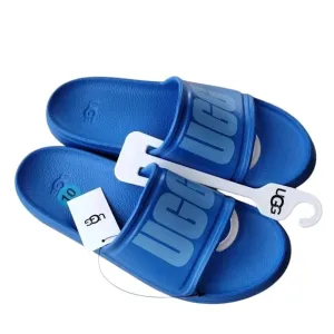 UGG Slide Sandal Men's Size 10 Blue With Logo Wilcox Lounge Beach Comfy Light