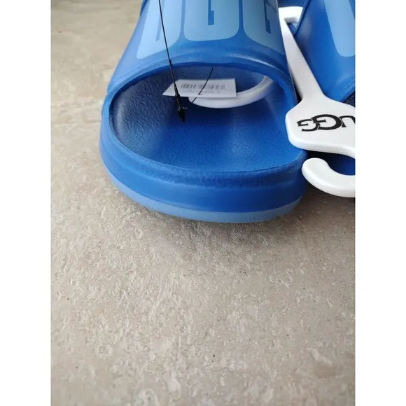 UGG Slide Sandal Men's Size 10 Blue With Logo Wilcox Lounge Beach Comfy Light