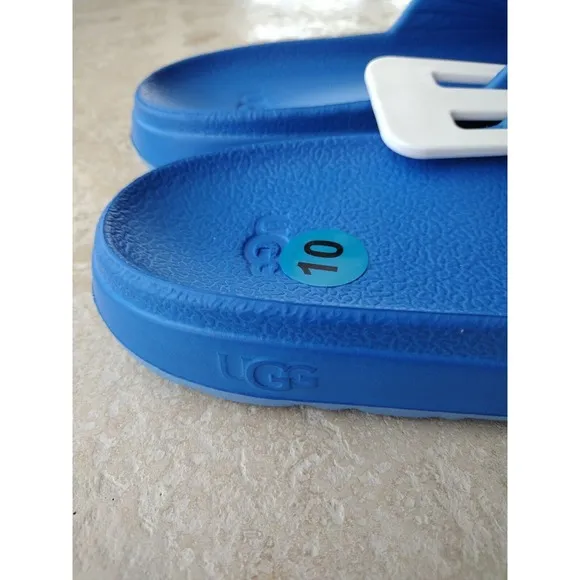 UGG Slide Sandal Men's Size 10 Blue With Logo Wilcox Lounge Beach Comfy Light