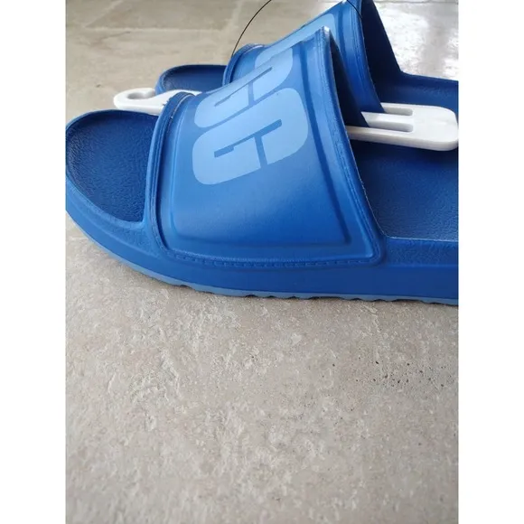 UGG Slide Sandal Men's Size 10 Blue With Logo Wilcox Lounge Beach Comfy Light