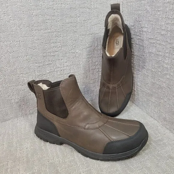 UGG Stout Butte Men's Size 13 US Brown Waterproof Winter Chelsea Boots 1113956