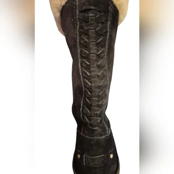 UGG Suede Mid Calf sheepskin lined suede laced back