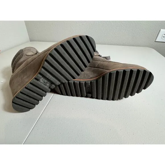 Ugg taupe suede heeled waterproof boots Sz 7