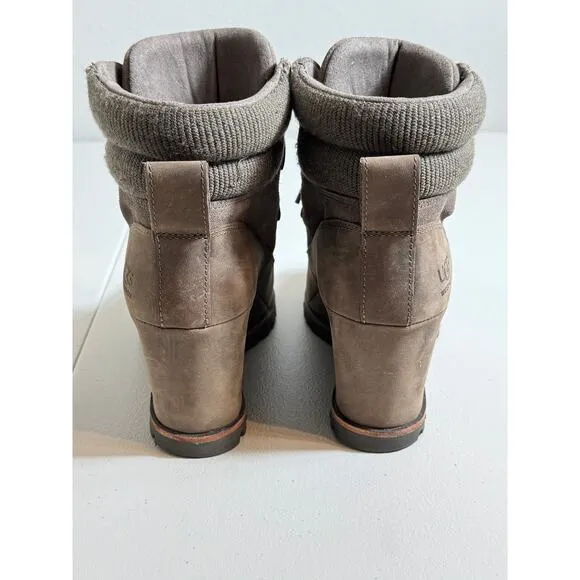 Ugg taupe suede heeled waterproof boots Sz 7
