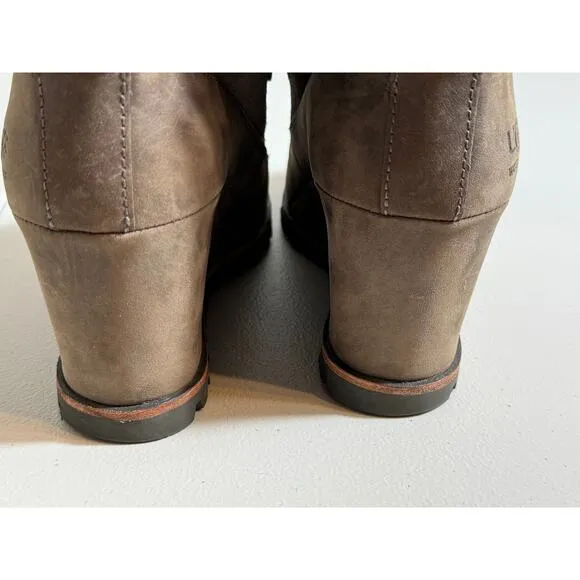 Ugg taupe suede heeled waterproof boots Sz 7