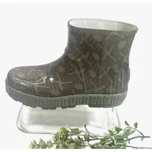 Ugg Womens Drizlita Graphic Monogram Rain Boot Size 9 US Beige Gray Logo