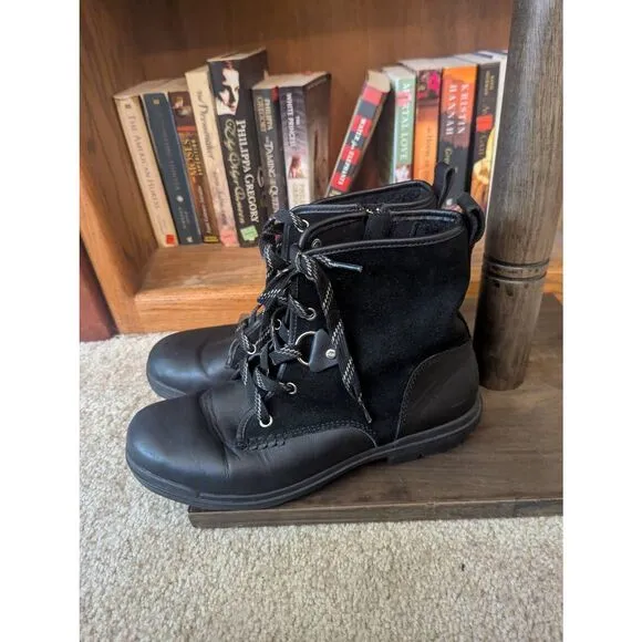 Ugg Womens Size 10 Hapsburg Hiker Black Waterproof Leather Suede Duck Rain Boots