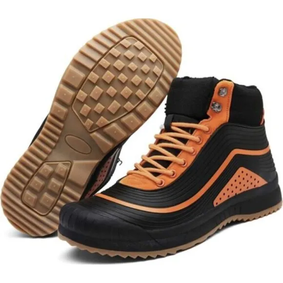 ulogu Men's Snow Boots Waterproof Fur Lined Booties Non-Slip Lightweight Winter