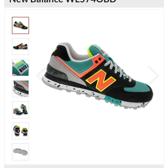ULTRA RARE 8.5 Womens New Balance 540 navy blue suade neon splatter paint shoes
