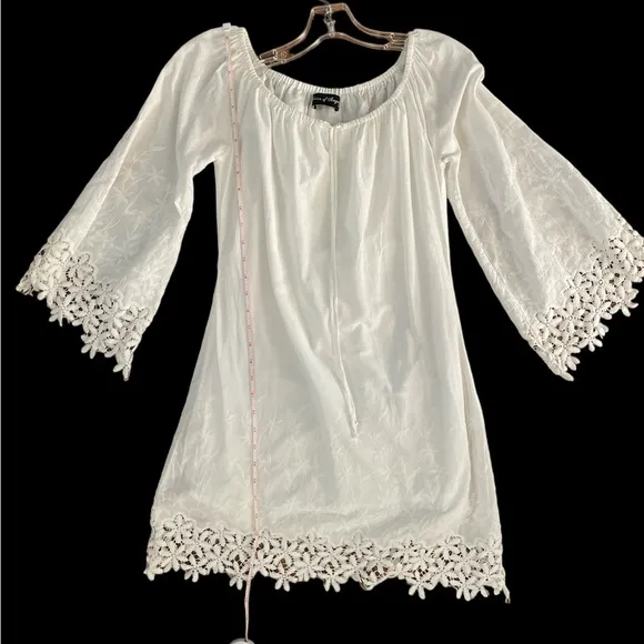 Union of angels white on or off shoulders boho eyelet lace floral dress s