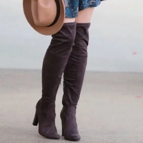 Unisa Faux Suede Over The Knee Boots in Brown in Size 8M