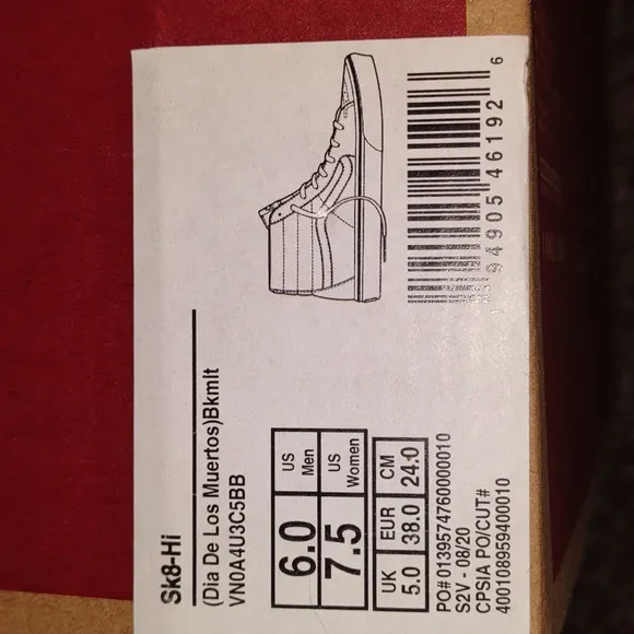 👣Unisex see Size chart Attention &quot;VANS SK8-Hi Día De Los Muertos Sk8 Snezkers