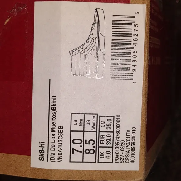 👣Unisex see Size chart Attention &quot;VANS SK8-Hi Día De Los Muertos Sk8 Snezkers