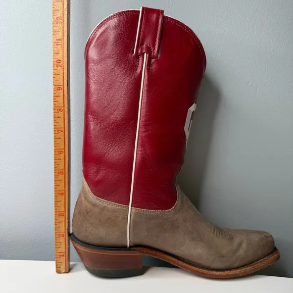 University of Oklahoma OU Sooners Nocona Handcrafted Roper Cowboy Boots Size 8 B