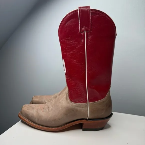 University of Oklahoma OU Sooners Nocona Handcrafted Roper Cowboy Boots Size 8 B