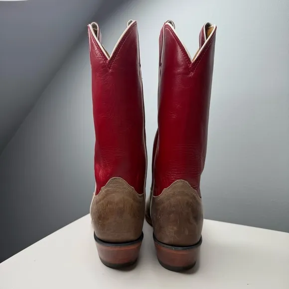 University of Oklahoma OU Sooners Nocona Handcrafted Roper Cowboy Boots Size 8 B
