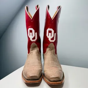 University of Oklahoma OU Sooners Nocona Handcrafted Roper Cowboy Boots Size 8 B