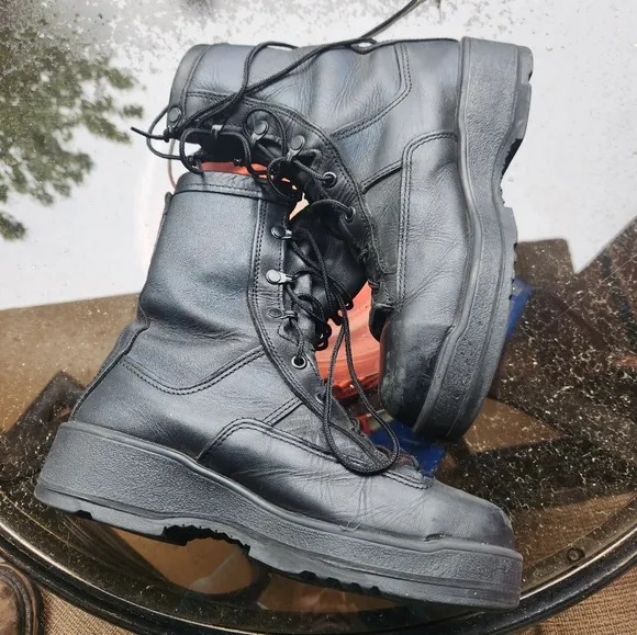 US NAVY Black Leather Flight Deck Boots - Rocky 795B  size 6W