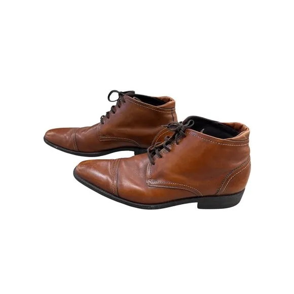 Van Lier Mens Brown Leather Dress Ankle Boots Size 11.5 SKU 7316