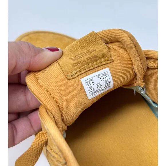 VANS Adult Shoes Yellow Lowland Comfycush Suede Skate Sneakers Men 11.5 Women 13