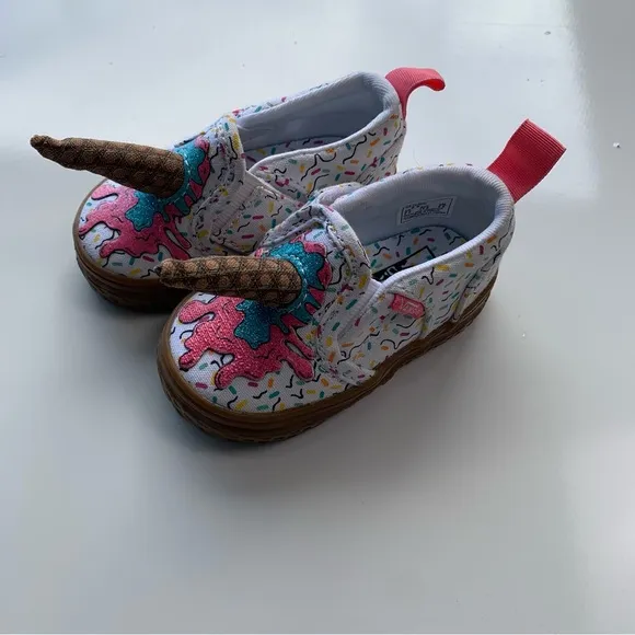 VANS ASHER V ICE CREAM CONE WHITE SKATE SHOES‎ TODDLER 2.5