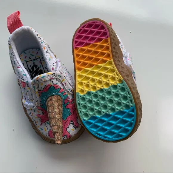VANS ASHER V ICE CREAM CONE WHITE SKATE SHOES‎ TODDLER 2.5