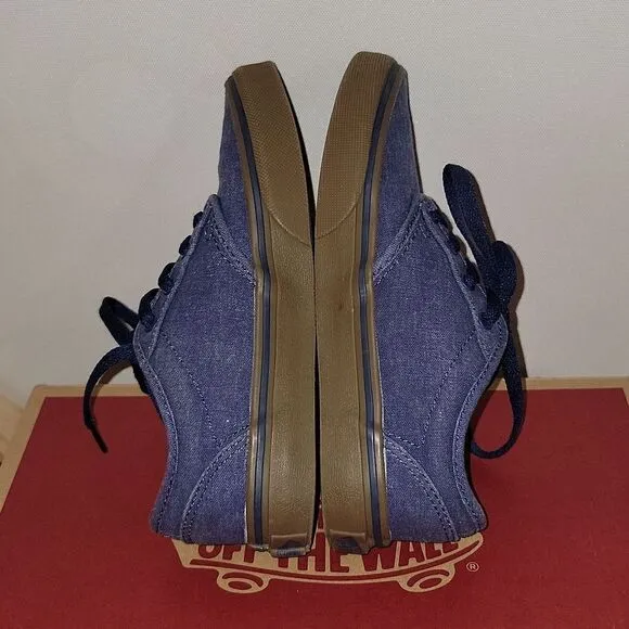 Vans Atwood Lo Low Top Padded Collar Dress Blue Denim Sneaker Shoes Kid Size 1