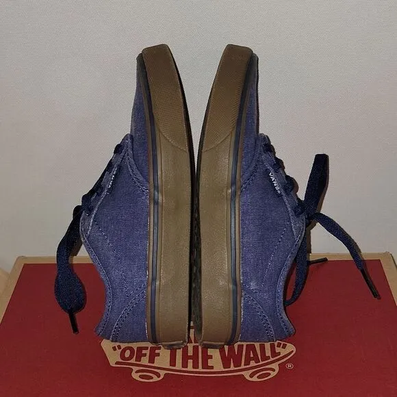 Vans Atwood Lo Low Top Padded Collar Dress Blue Denim Sneaker Shoes Kid Size 1