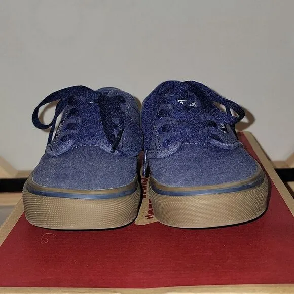 Vans Atwood Lo Low Top Padded Collar Dress Blue Denim Sneaker Shoes Kid Size 1