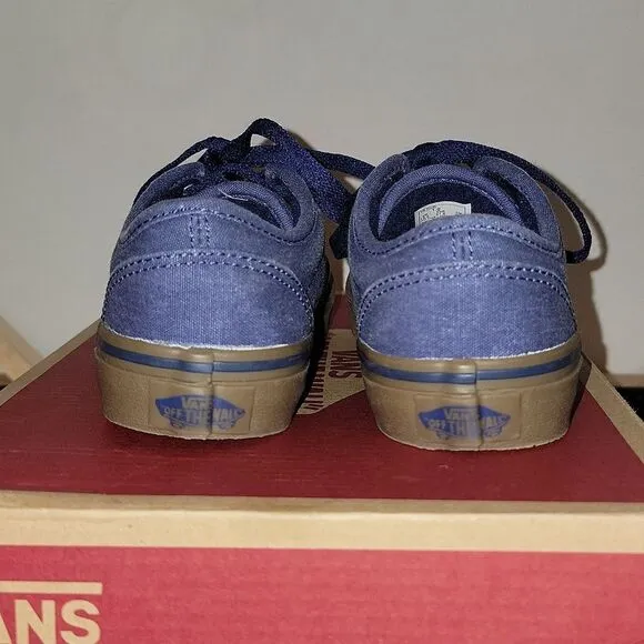 Vans Atwood Lo Low Top Padded Collar Dress Blue Denim Sneaker Shoes Kid Size 1