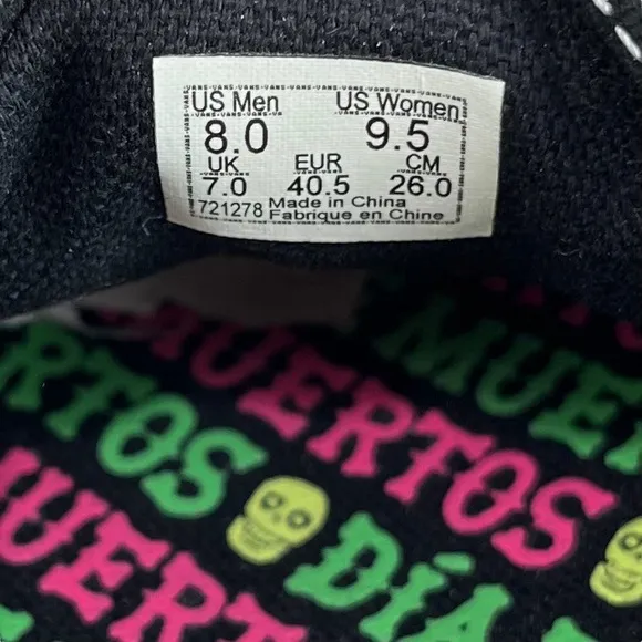 Vans Authentic‎ Men 8 / Women 9.5 Dia De Muertos Glow In The Dark Skate Sneakers