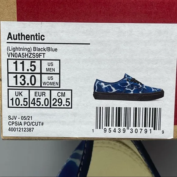 Vans Authentic Men’s Skate Shoes Lightning Size 11.5 Men NEW