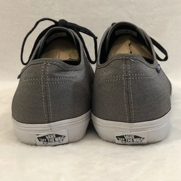 Vans Authentic Metallic Silver Lace Up Low Top Skate Sneakers Shoes Mens Size 12